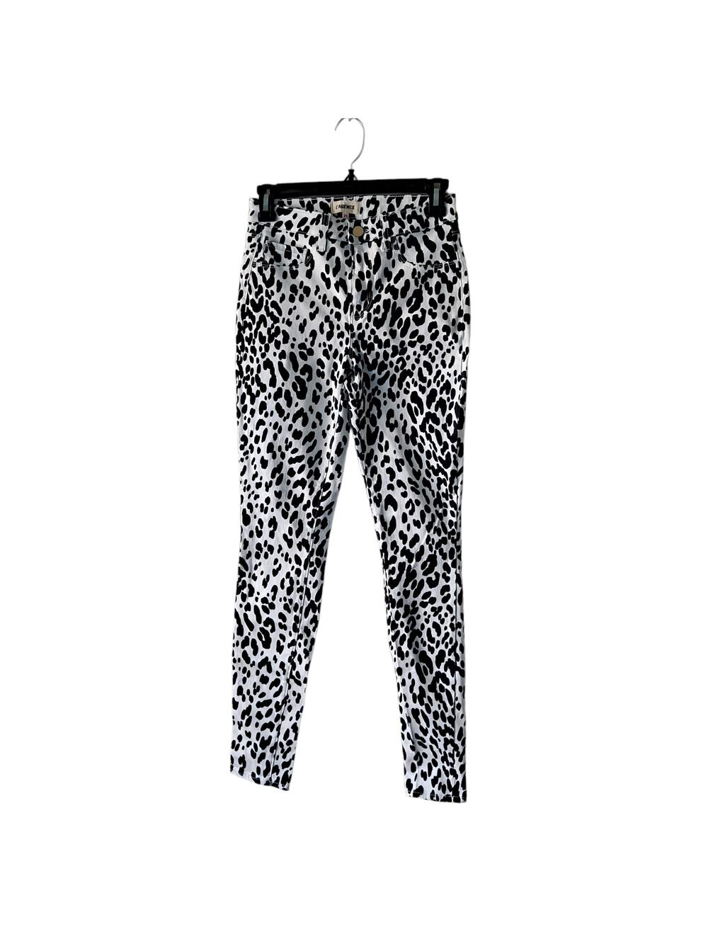L'Agence Marguerite Genoa Print Stretch Jeans Pant in White & Black - Size 25